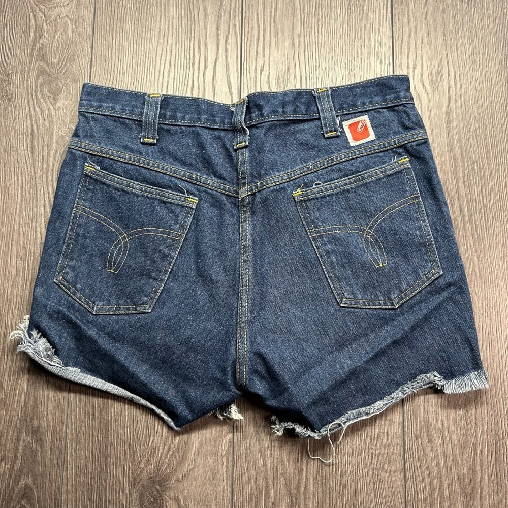 Vintage GWG Denim Cutoff Shorts Women 32w Dark Wash High Rise Raw Hem 5275 67
